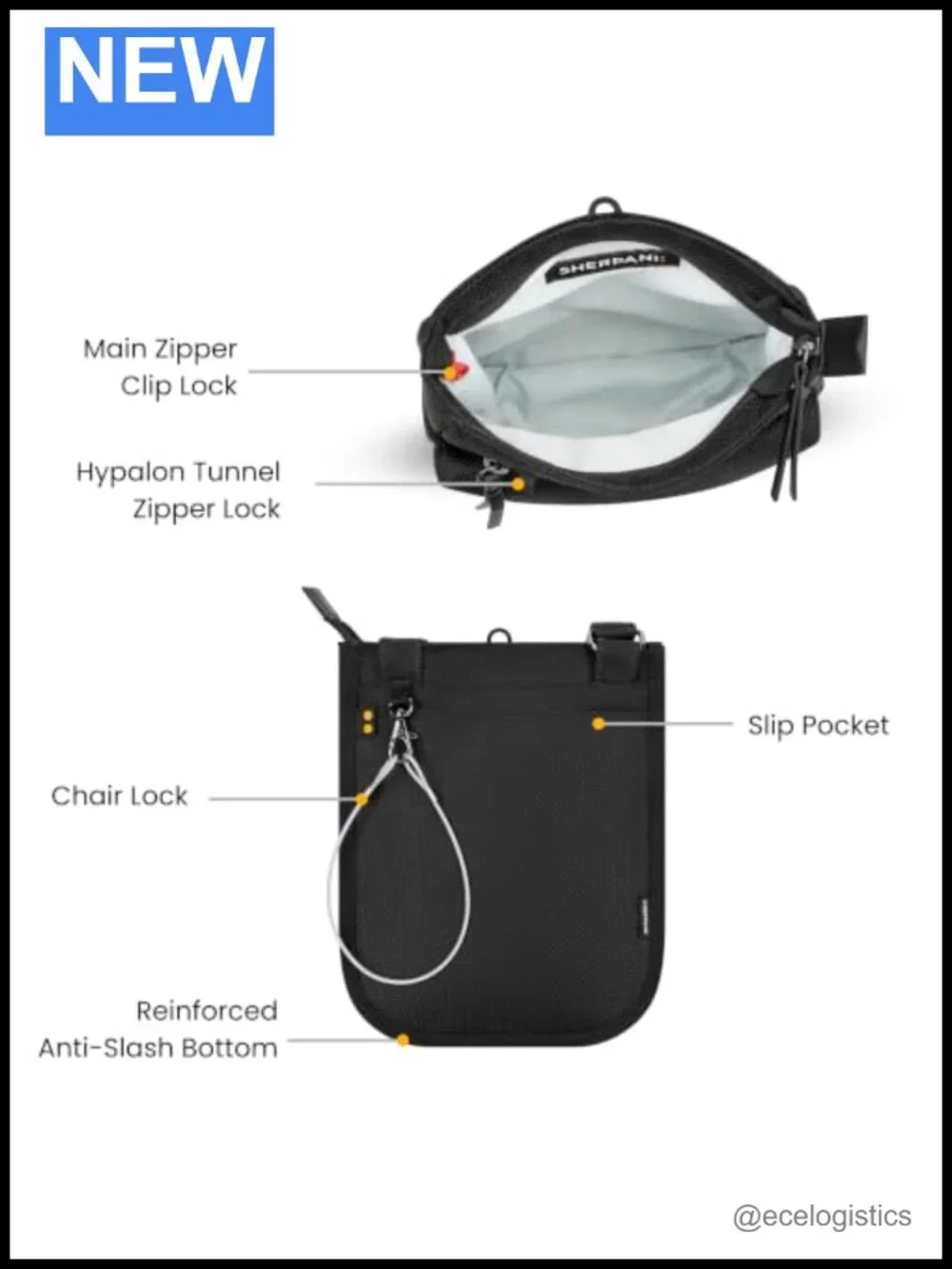 RFID Anti-Theft Crossbody Bag Nylon Water-Resistant Slash-Proof Vegan Leather
